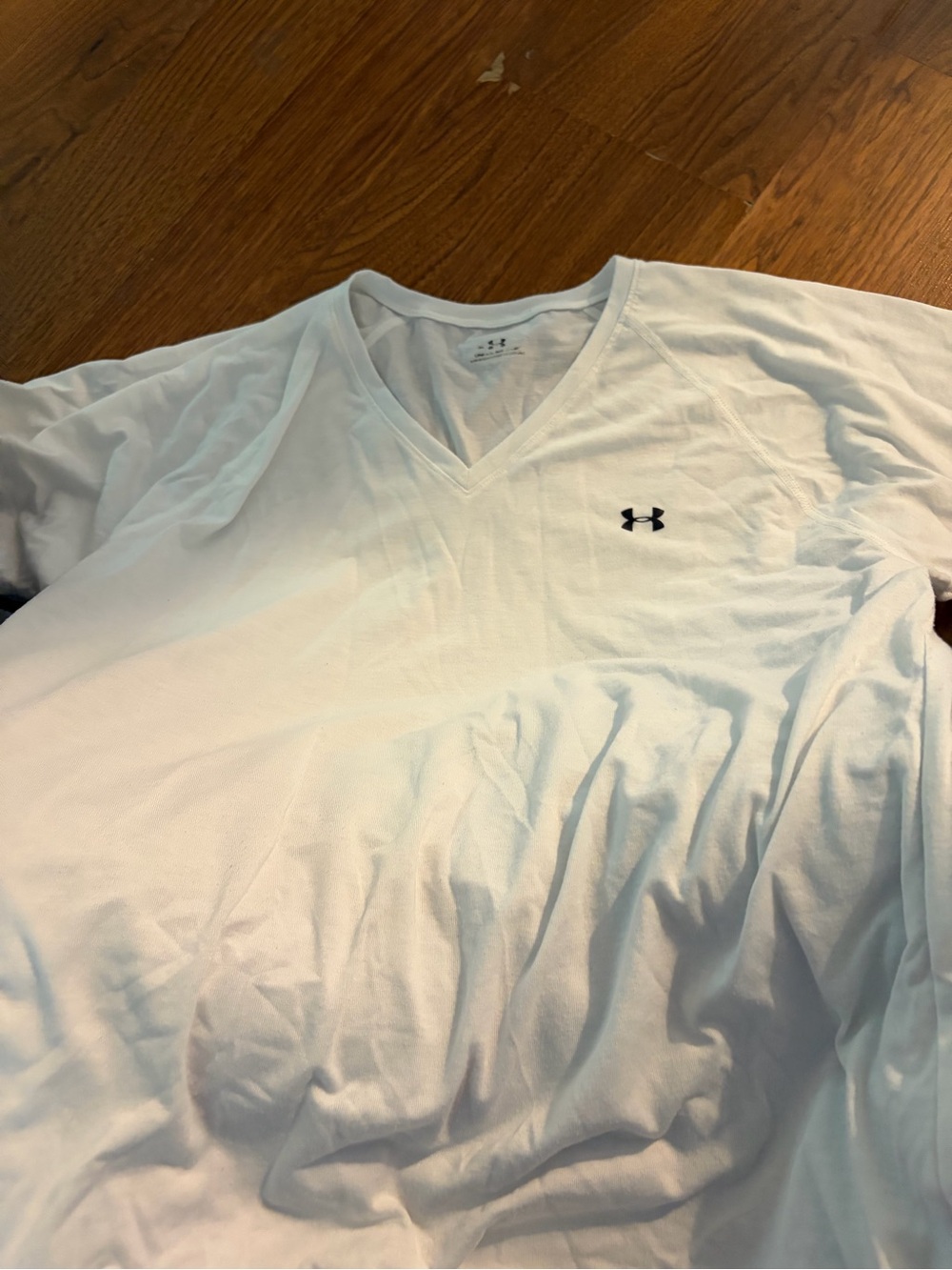 Under Armour White V-Neck Performance Tee with Black Logo